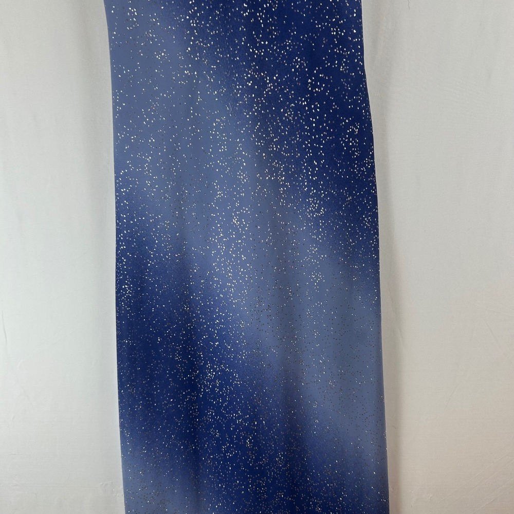 Vintage Cache Blue Ombre Glitter Maxi Dress Cowl Neck  Formal Gown Sz 2 - Picture 9 of 12